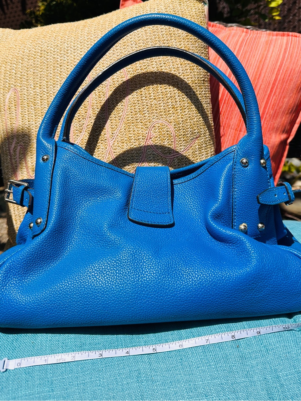 Dooney Bourke Royal Blue Pebble leather with Red lining. - Picture 6 of 10